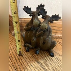 Charming Brown Moose Couple Figurine